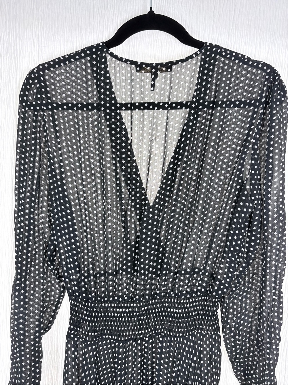 Maje Polka Dot Crepe de Chine Midi Dress, Size FR 40/ US 8 - Picture 5 of 11